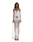 Sepia Dress with Flower Pin & Comb