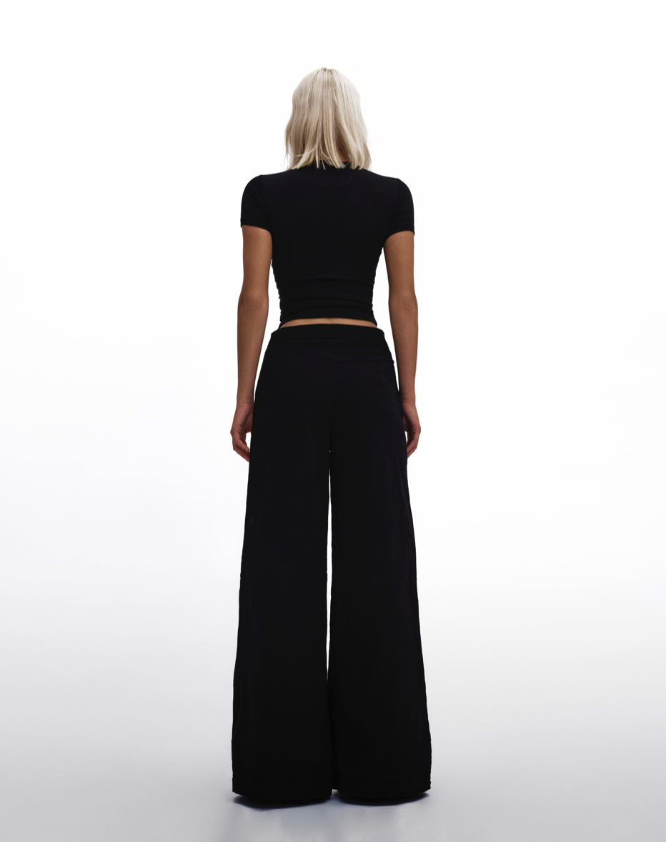 KHAKI WIDE LEG PANTS - BLACK – HUELLEYROSE ONE MEMBER KHAKI WIDE LEG PANTS - BLACK – HUELLEYROSE ONE MEMBER