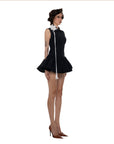 Joan Dress with Flower Pin - Black