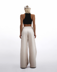 KHAKI WIDE LEG PANTS - BEIGE