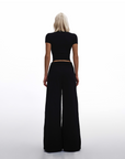 KHAKI WIDE LEG PANTS - BLACK