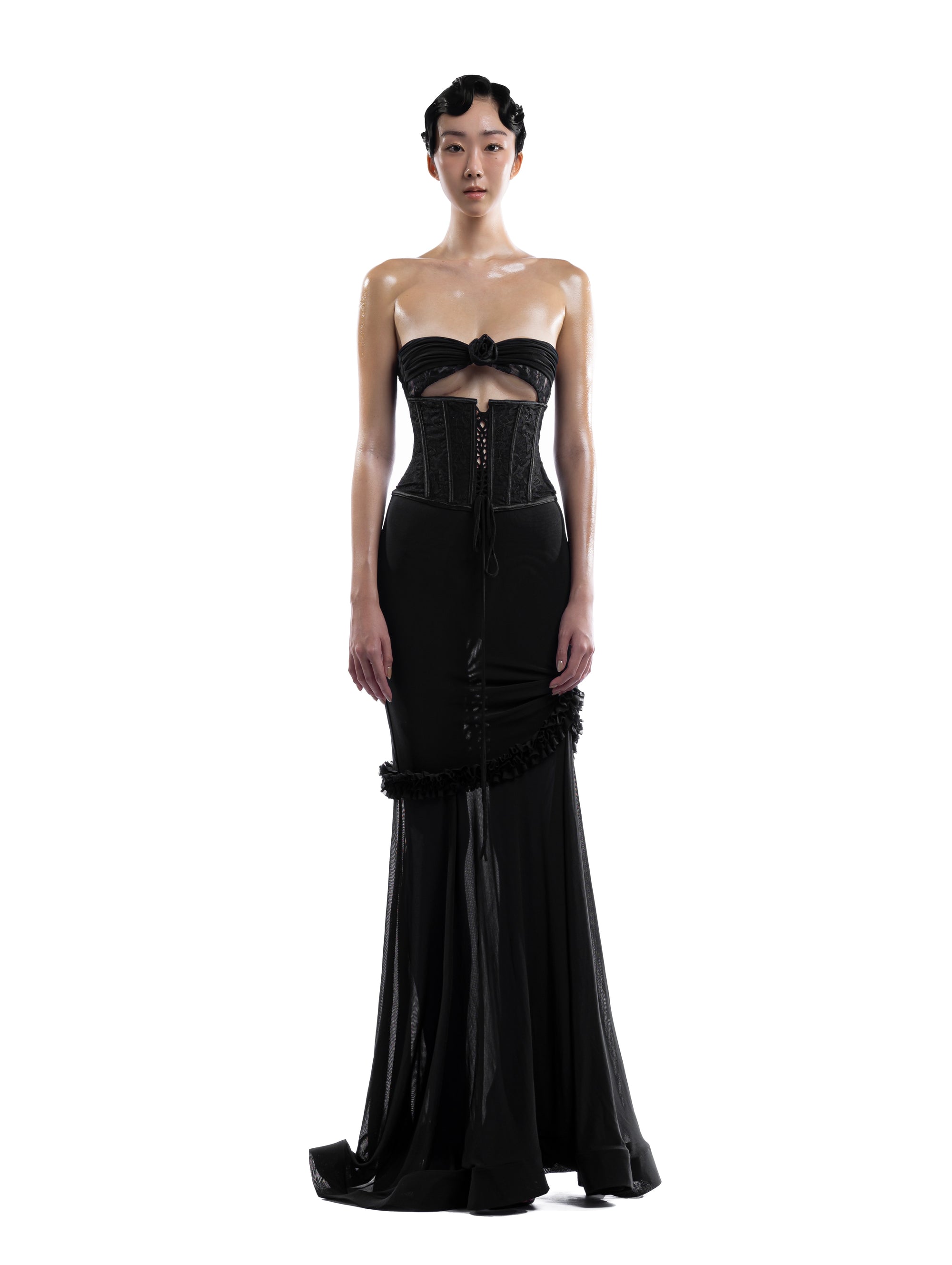 black valentines dress Rhinestone Embroidered Black Dress