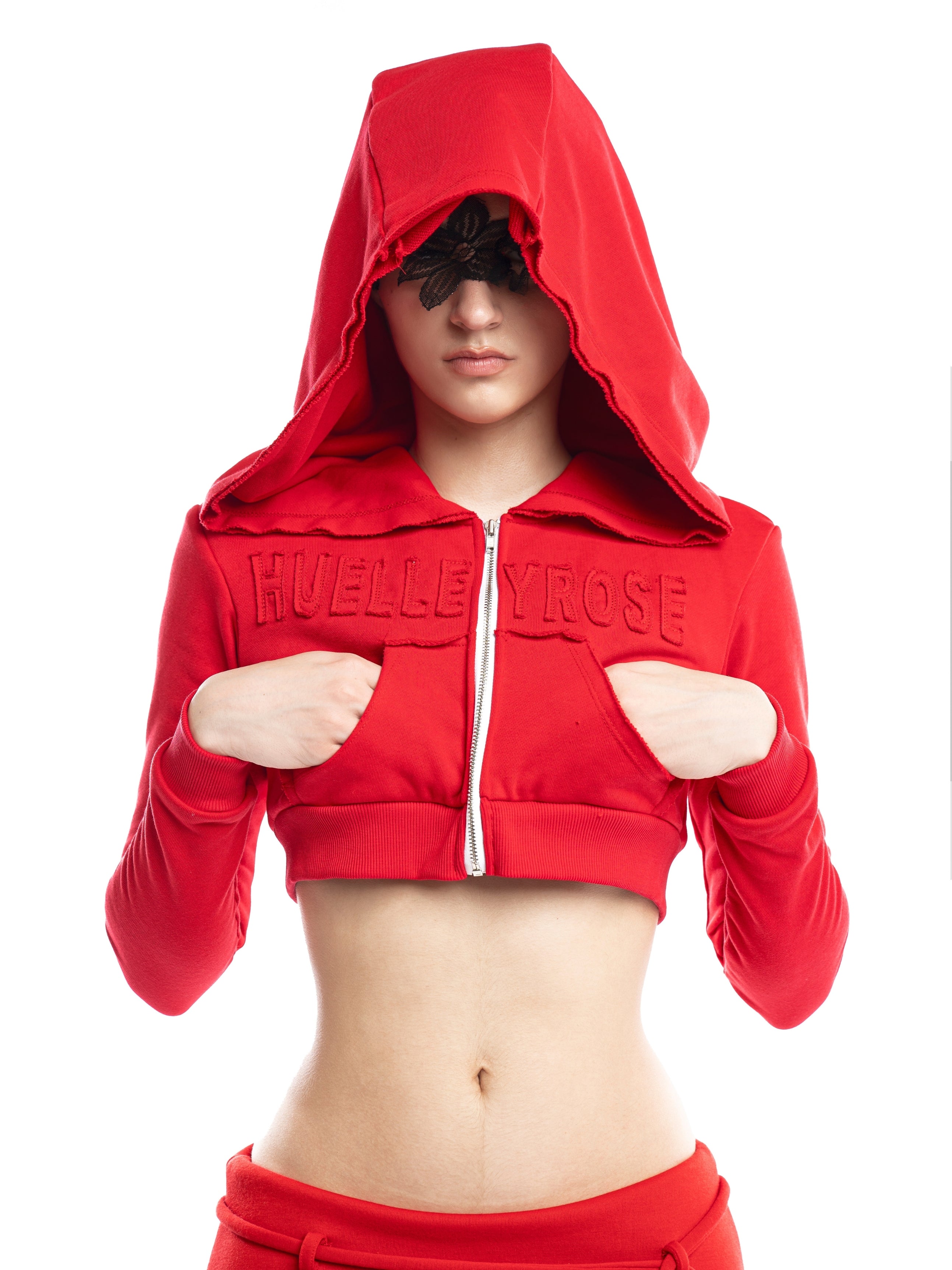 Jolie Cropped Zip Hoodie - Red – HUELLEYROSE ONE MEMBER LIMITED