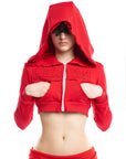 Jolie Cropped Zip Hoodie - Red