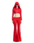 Jolie Cropped Zip Hoodie - Red